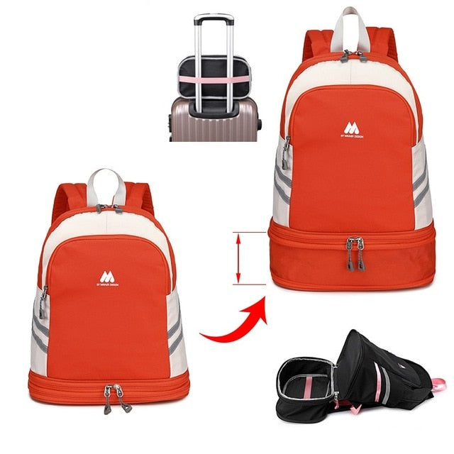 Women Pink Sport Gym Bag Waterproof Fitness Swimming Backpack Yoga Training Bag Shoe Compartment Travel Luggage Bag Sac De Sport - Snapitonline