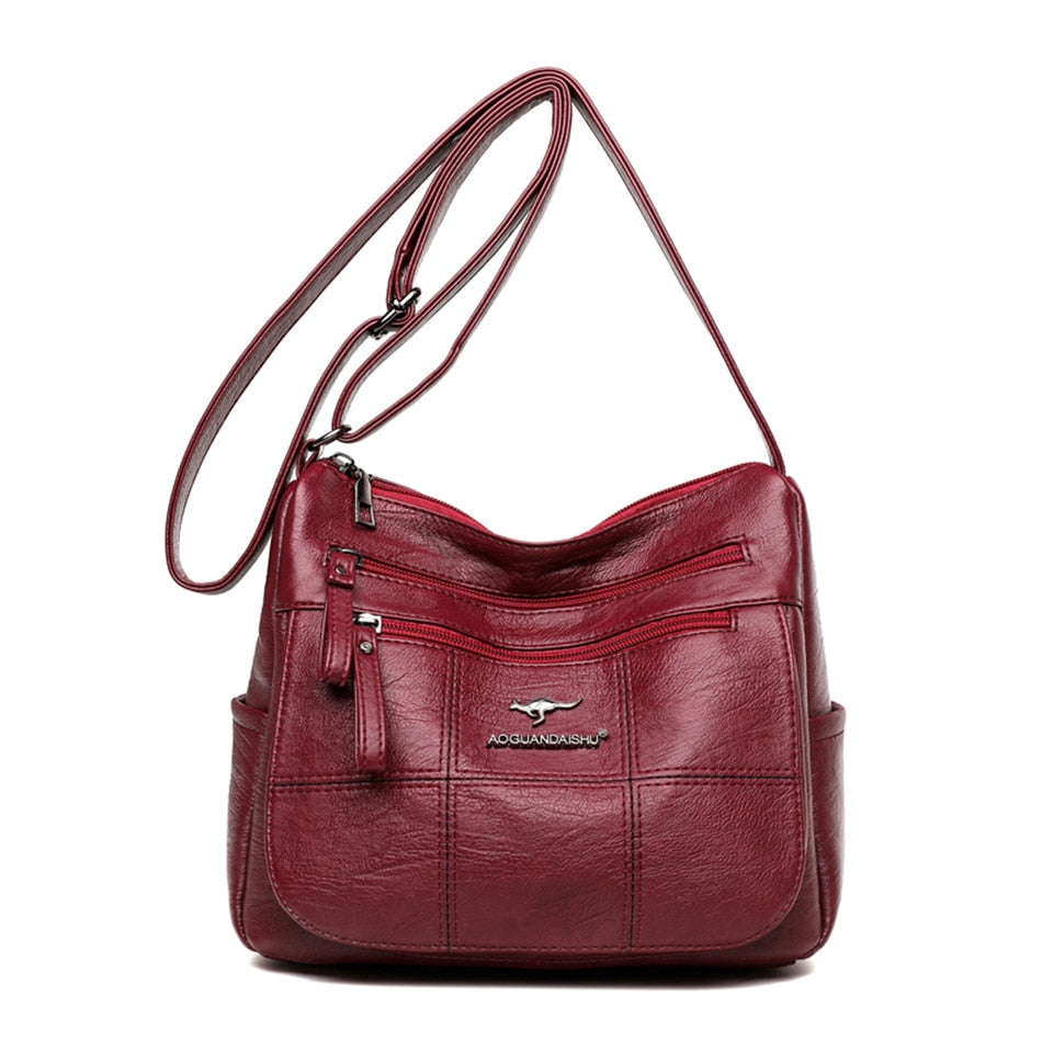 Many Pockets Shoulder Crossbody Bags for Women 2022 Brand Leather Ladies Designr Handbags Winter Style Messenger Bags Sac A Main - Snapitonline