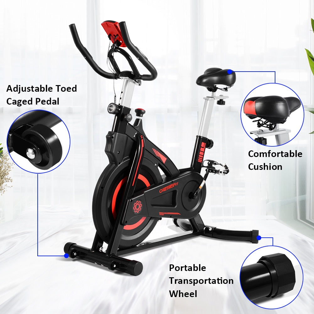 ONETWOFIT 127kg Load Static Bicycle Bike Apartment Spinning Bike Gym Stationary Exercise Bike Fitness Equipment for Home Trainer - Snapitonline