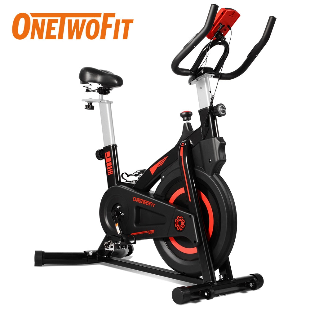 ONETWOFIT 127kg Load Static Bicycle Bike Apartment Spinning Bike Gym Stationary Exercise Bike Fitness Equipment for Home Trainer - Snapitonline