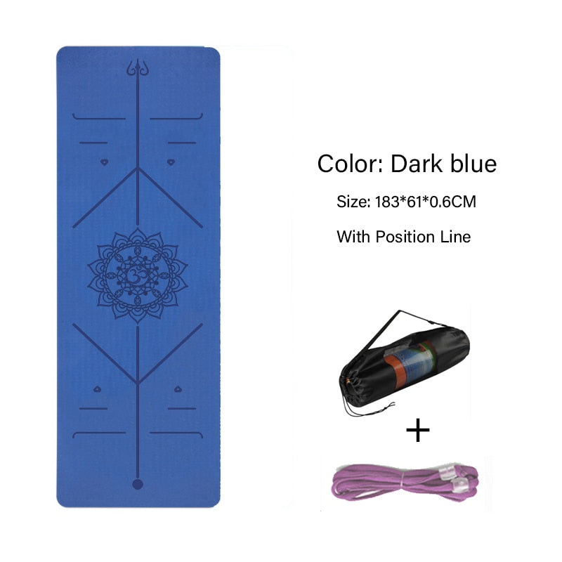 TPE Yoga Double Layer Non-Slip Mat Yoga Exercise Pad with Position Line For Fitness Gymnastics and Pilates - Snapitonline