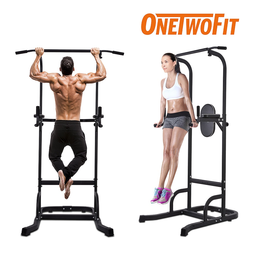 OneTwoFit Pull Up Bar Dip Station Power Tower Large Wide Push Up Station Fitness Equipment for Home Gym Exercise Chin Up Bar - Snapitonline