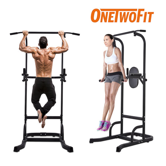 OneTwoFit Pull Up Bar Dip Station Power Tower Large Wide Push Up Station Fitness Equipment for Home Gym Exercise Chin Up Bar - Snapitonline