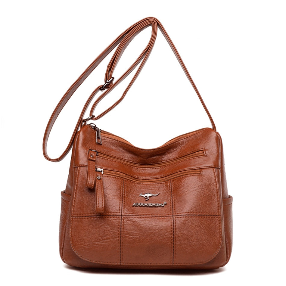 Many Pockets Shoulder Crossbody Bags for Women 2022 Brand Leather Ladies Designr Handbags Winter Style Messenger Bags Sac A Main - Snapitonline
