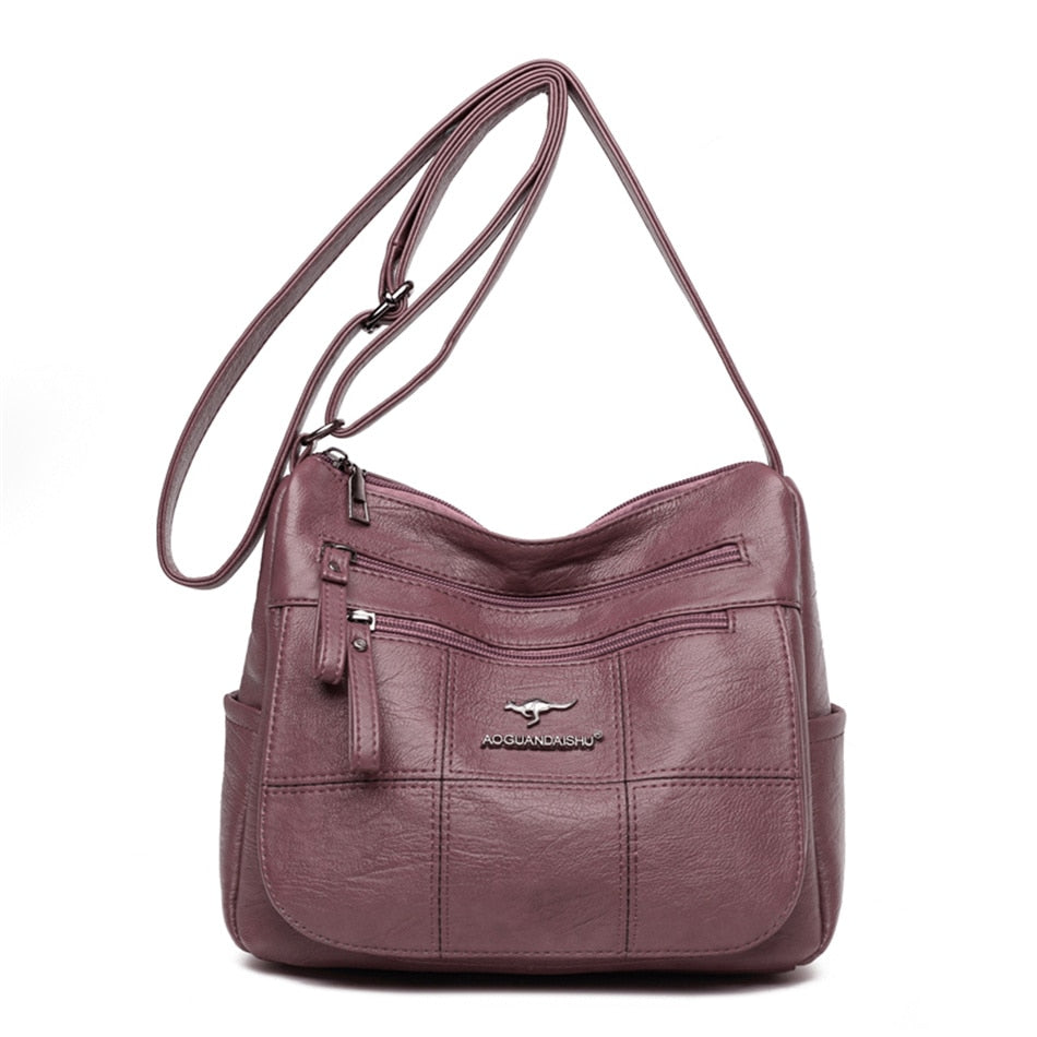 Many Pockets Shoulder Crossbody Bags for Women 2022 Brand Leather Ladies Designr Handbags Winter Style Messenger Bags Sac A Main - Snapitonline