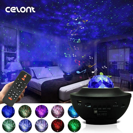 LED Starry Sky Projector Night Light Galaxy Star Projector Ocean Wave Night Lamp With Music Bluetooth Speaker For Childrens - Snapitonline