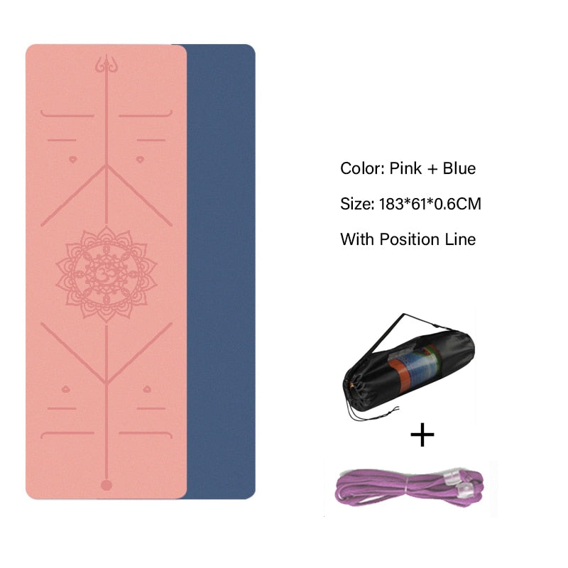 TPE Yoga Double Layer Non-Slip Mat Yoga Exercise Pad with Position Line For Fitness Gymnastics and Pilates - Snapitonline