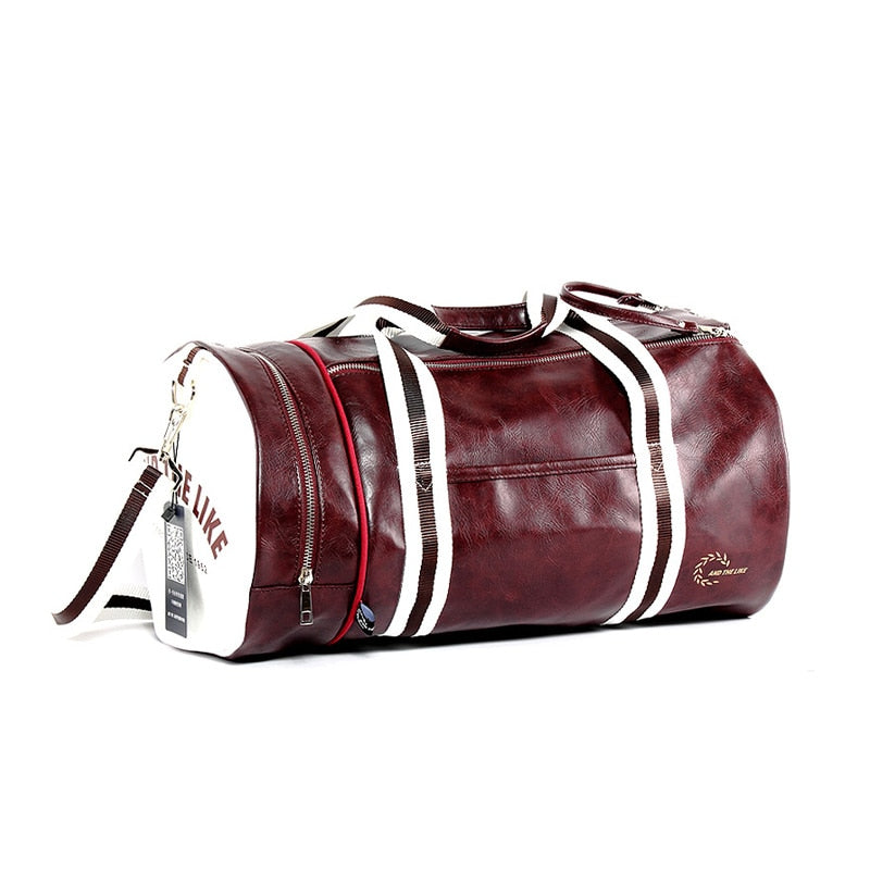 PU Leather Sports Gym Bag Multifunction Training Fitness Shoulder Bags Traveling Handbag Striped Sac De Sport Women Men XA719WD - Snapitonline