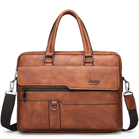 JEEP BULUO Brand Man Business Briefcase Bag Split Leather High Quality Men office Bags For 14 inch Laptop A4 File Causel Male - Snapitonline