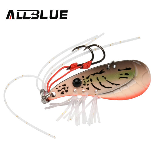 ALLBLUE Crazy Shrimp 7g 14g Metal VIB Sinking Blade Spoon Fishing Lure Bass Artificial Bait With Jig Assist Hook Rubber Skirt