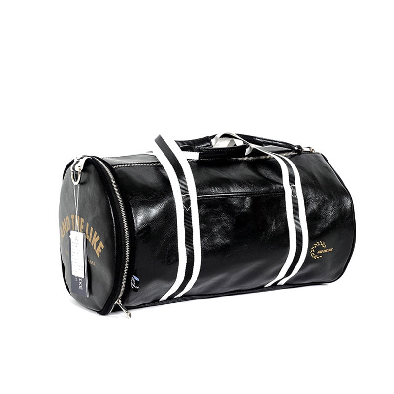 PU Leather Sports Gym Bag Multifunction Training Fitness Shoulder Bags Traveling Handbag Striped Sac De Sport Women Men XA719WD - Snapitonline