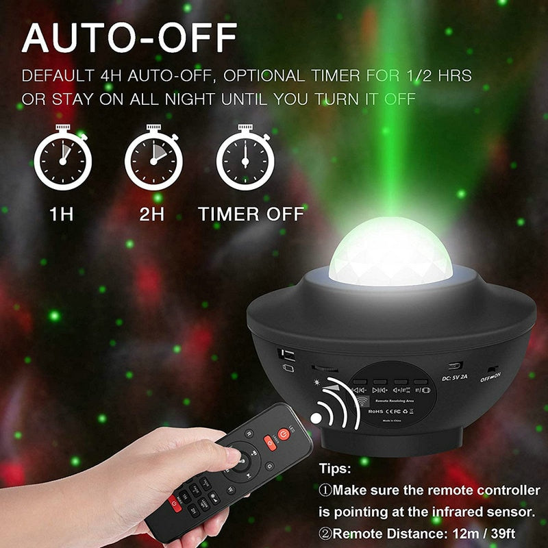 LED Starry Sky Projector Night Light Galaxy Star Projector Ocean Wave Night Lamp With Music Bluetooth Speaker For Childrens - Snapitonline