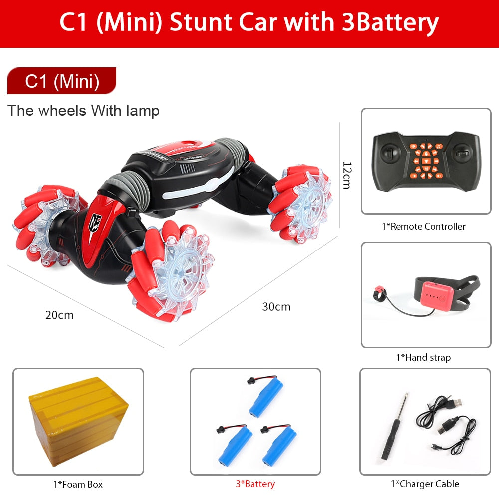 ZWN C1/ C1 MINI 4WD RC CAR Radio Gesture Induction 2.4G Toy Light Music Drift Dancing Twist Stunt Remote Control Car for Kids - Snapitonline