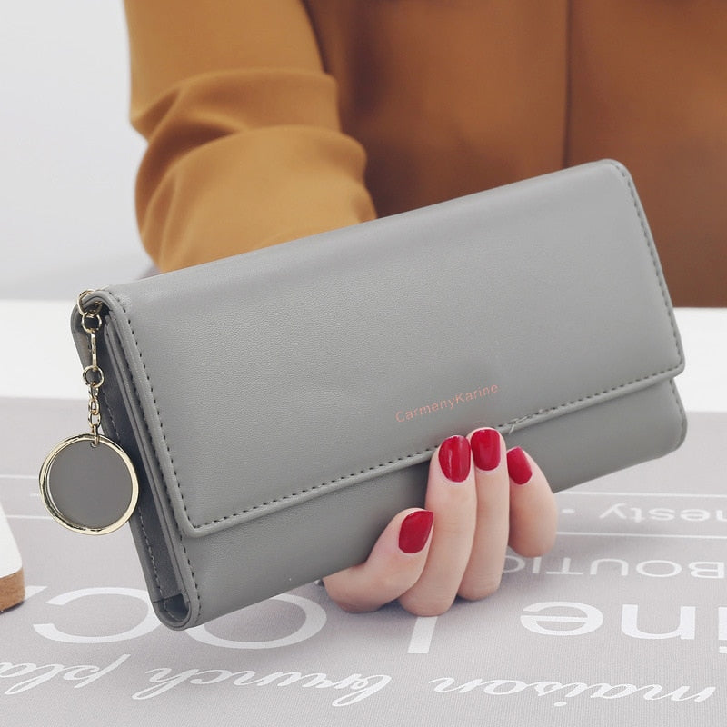 New Fashion Women Wallets Brand Letter Long Tri-fold Wallet Purse Fresh Leather Female Clutch Card Holder Cartera Mujer - Snapitonline