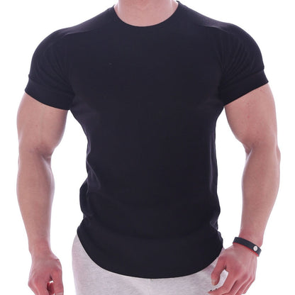 Solid Gym Fitness tshirt Men Casual Cotton Short sleeve T-shirt Bodybuilding Skinny Tee shirt Tops Male Summer Training Clothing - Snapitonline