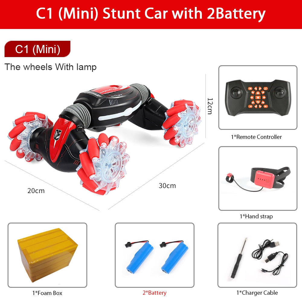 ZWN C1/ C1 MINI 4WD RC CAR Radio Gesture Induction 2.4G Toy Light Music Drift Dancing Twist Stunt Remote Control Car for Kids - Snapitonline