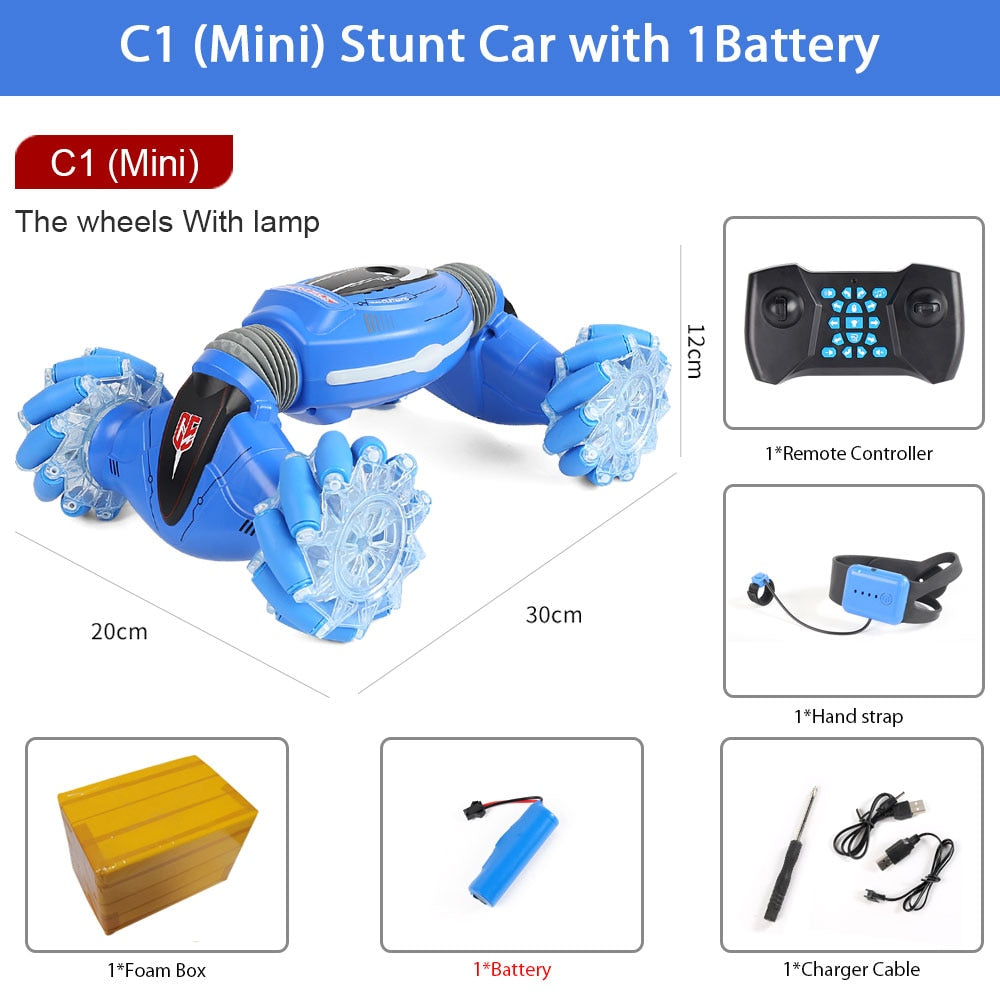 ZWN C1/ C1 MINI 4WD RC CAR Radio Gesture Induction 2.4G Toy Light Music Drift Dancing Twist Stunt Remote Control Car for Kids - Snapitonline