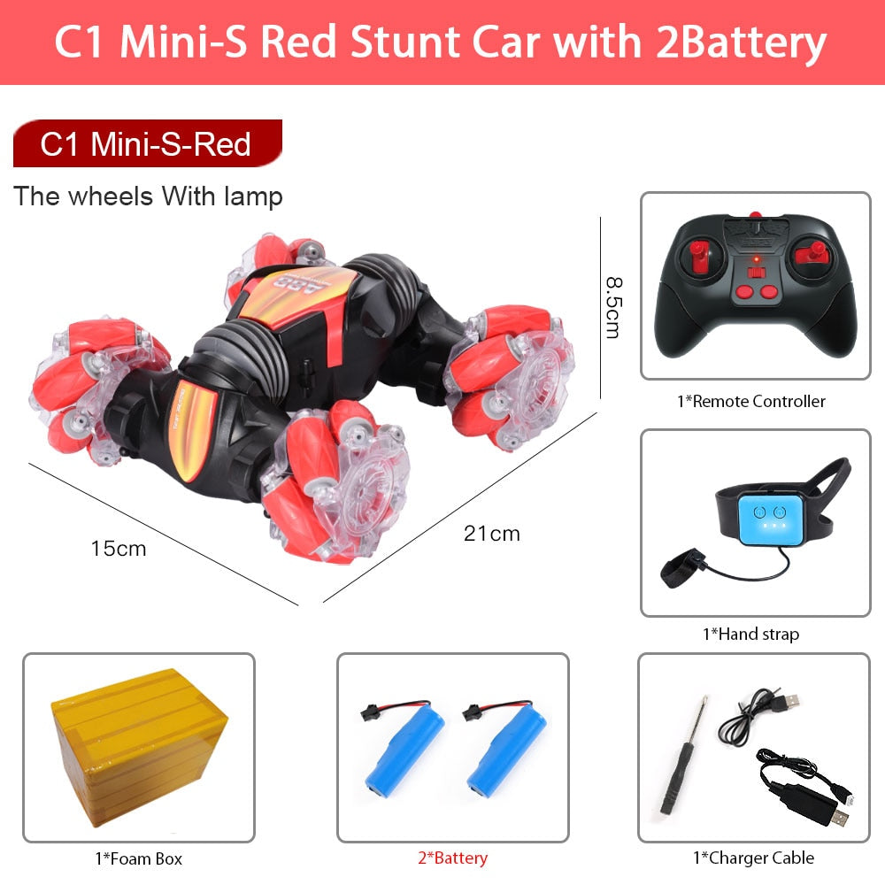 ZWN C1/ C1 MINI 4WD RC CAR Radio Gesture Induction 2.4G Toy Light Music Drift Dancing Twist Stunt Remote Control Car for Kids - Snapitonline