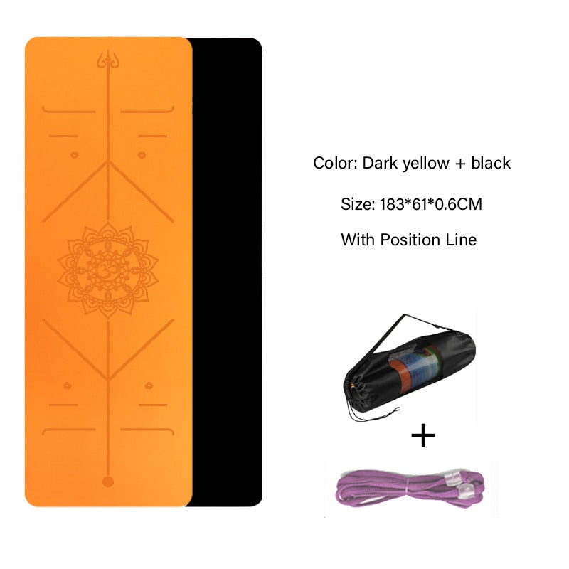 TPE Yoga Double Layer Non-Slip Mat Yoga Exercise Pad with Position Line For Fitness Gymnastics and Pilates - Snapitonline