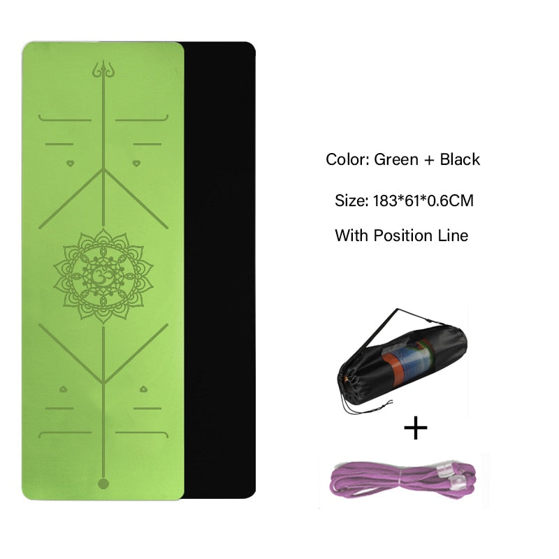TPE Yoga Double Layer Non-Slip Mat Yoga Exercise Pad with Position Line For Fitness Gymnastics and Pilates - Snapitonline