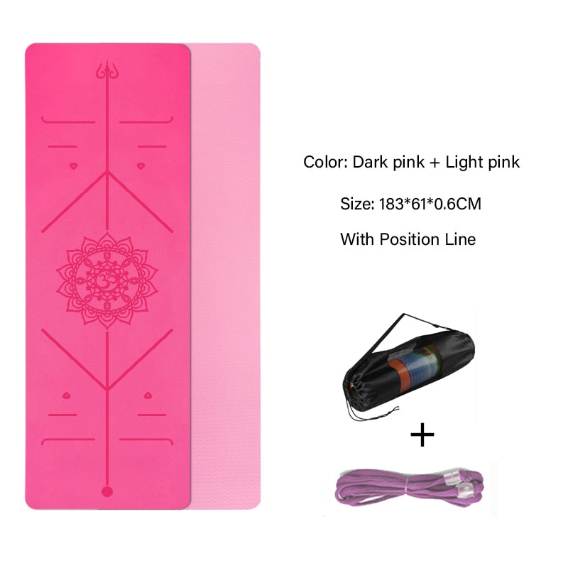 TPE Yoga Double Layer Non-Slip Mat Yoga Exercise Pad with Position Line For Fitness Gymnastics and Pilates - Snapitonline