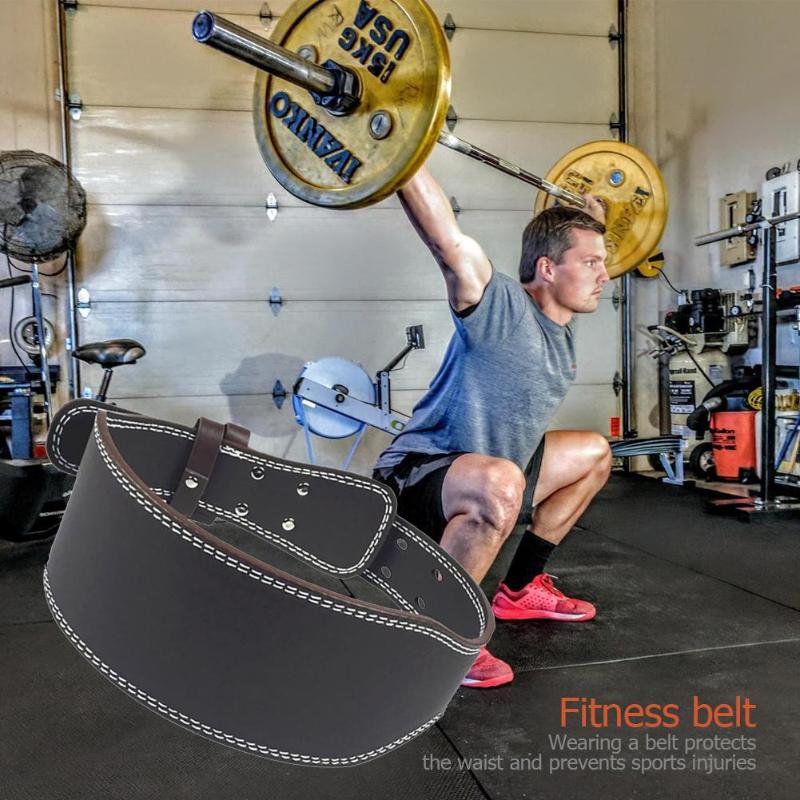 Leather Weightlifting Belt Gym Fitness  Dumbbell Barbell Powerlifting Back Support Power Training Weight Lifting Belt - Snapitonline