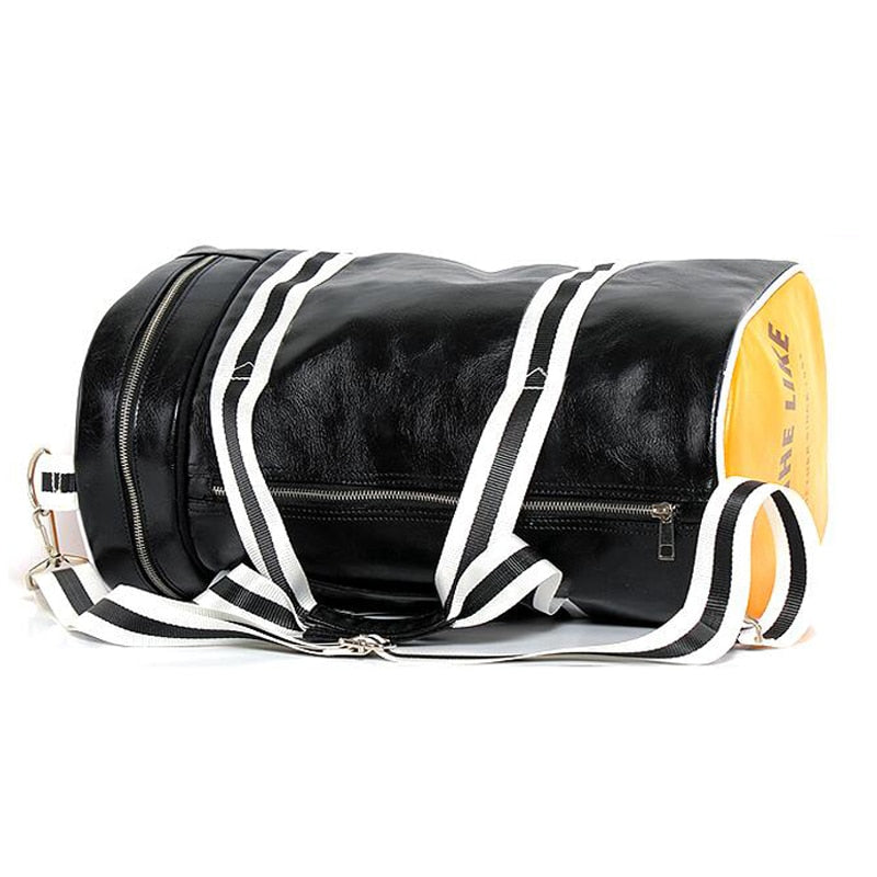 PU Leather Sports Gym Bag Multifunction Training Fitness Shoulder Bags Traveling Handbag Striped Sac De Sport Women Men XA719WD - Snapitonline