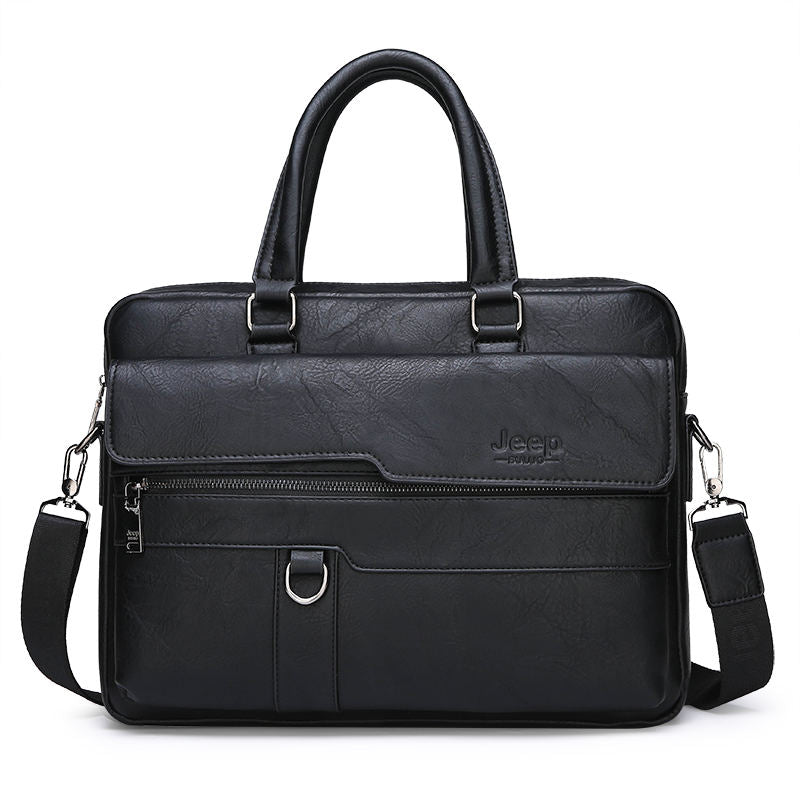 JEEP BULUO Brand Man Business Briefcase Bag Split Leather High Quality Men office Bags For 14 inch Laptop A4 File Causel Male - Snapitonline