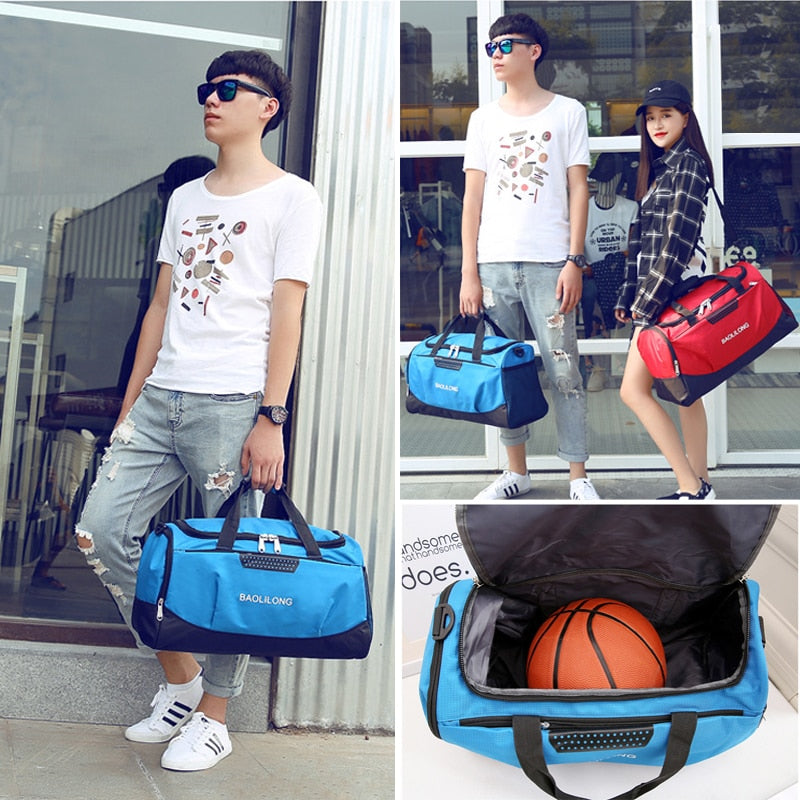 Large Sports Gym Bag With Shoes Pocket Men/Women Outdoor Waterproof Fitness Training Duffle Bag Travel Yoga Handbag - Snapitonline