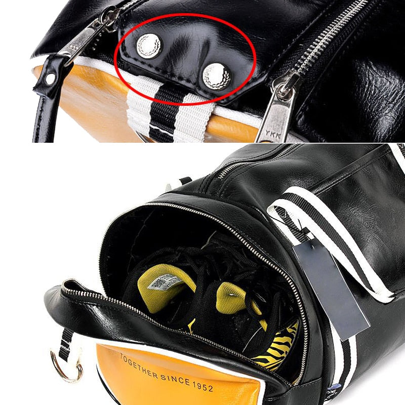 PU Leather Sports Gym Bag Multifunction Training Fitness Shoulder Bags Traveling Handbag Striped Sac De Sport Women Men XA719WD - Snapitonline