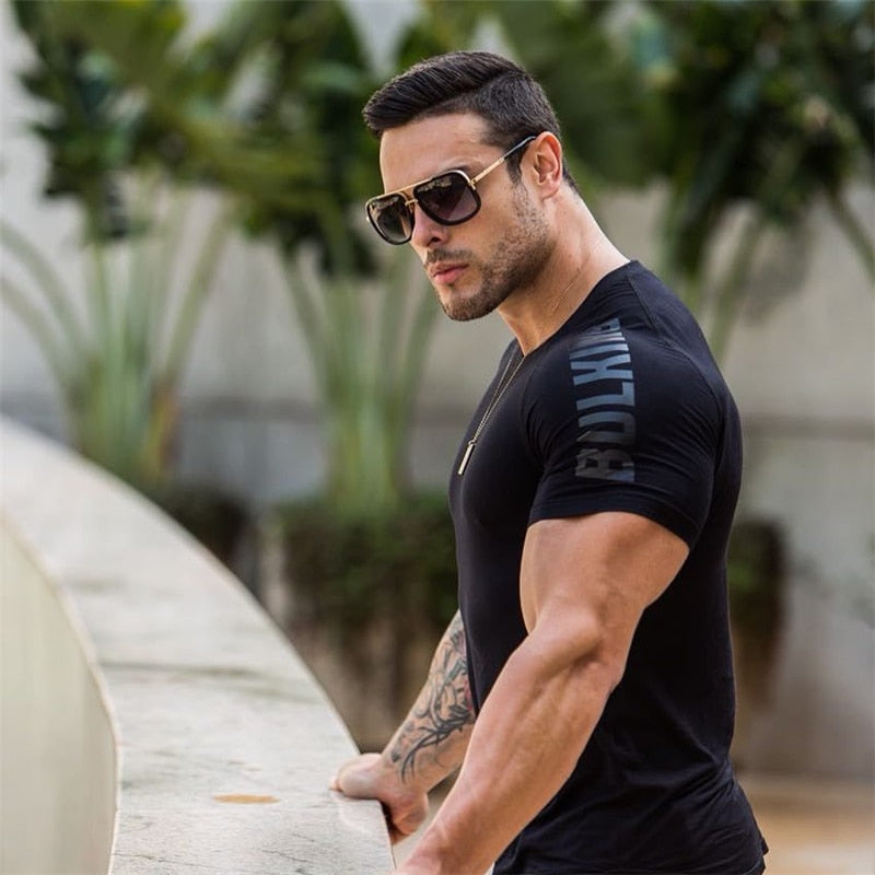 New arrival Bodybuilding and Fitness Shirts Mens Short Sleeve T-shirt GymS Shirt Men Muscle Tights Gasp Fitness T Shirt tops - Snapitonline