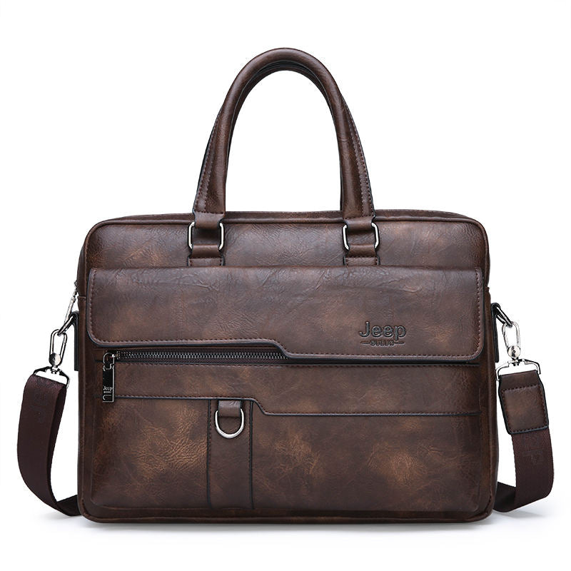 JEEP BULUO Brand Man Business Briefcase Bag Split Leather High Quality Men office Bags For 14 inch Laptop A4 File Causel Male - Snapitonline