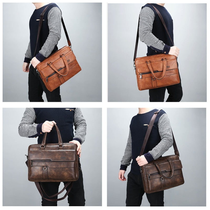 JEEP BULUO Brand Man Business Briefcase Bag Split Leather High Quality Men office Bags For 14 inch Laptop A4 File Causel Male - Snapitonline