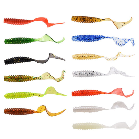 6cm 20pcs grub lure bait soft rubber silica worm lure fishing tackle for seawater and freshwater