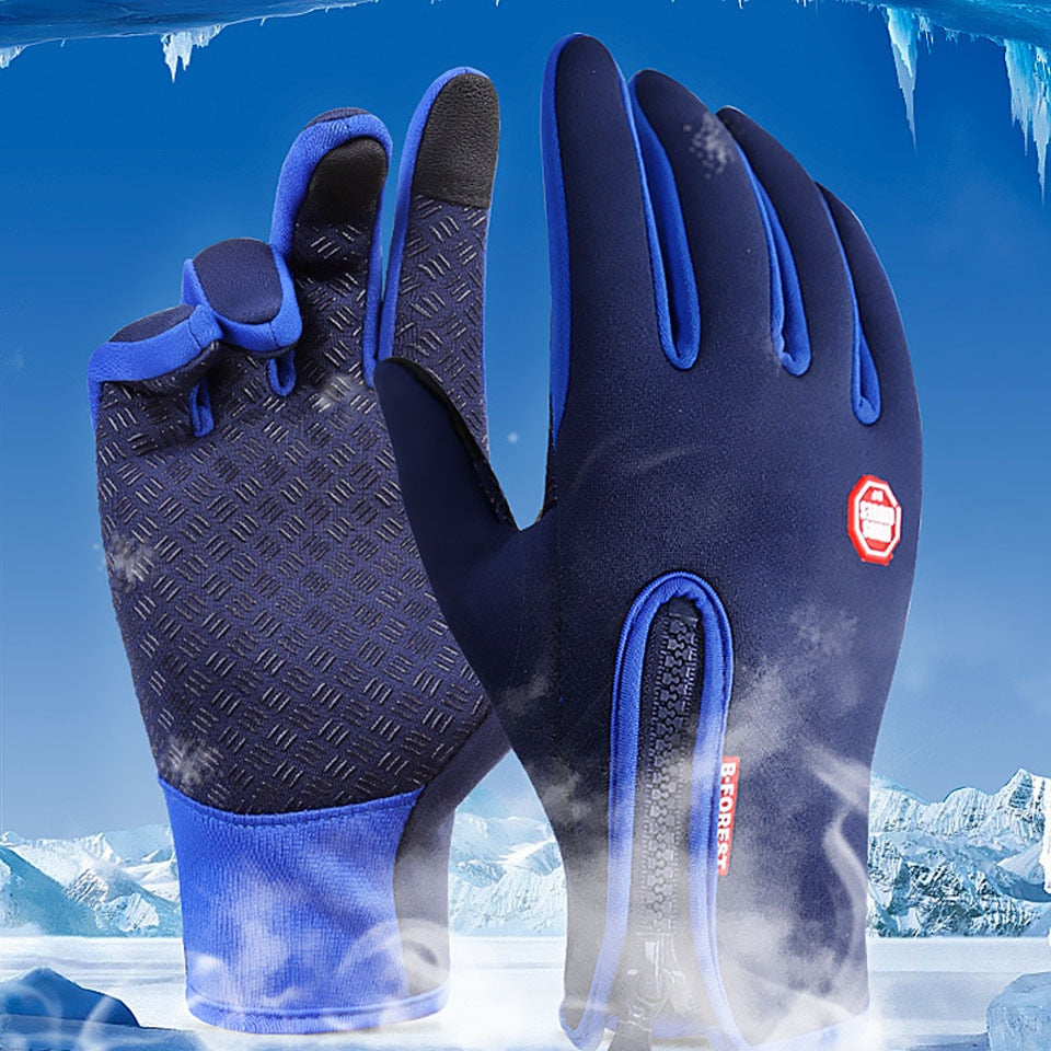 WALK FISH Fishing Gloves Full Finger Windproof Leather Warm Anti Slip Breathable Pesca Fitness Winter Fishing Cycling Gloves - Snapitonline