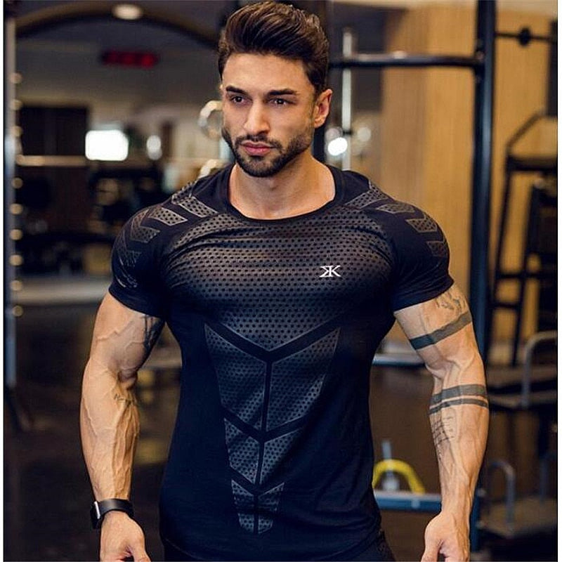 New arrival Bodybuilding and Fitness Shirts Mens Short Sleeve T-shirt GymS Shirt Men Muscle Tights Gasp Fitness T Shirt tops - Snapitonline