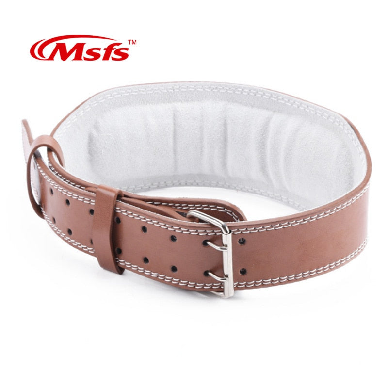 Leather Weightlifting Belt Gym Fitness Crossifit Dumbbell Barbell Powerlifting Back Support Power Training Weight Lifting Belt - Snapitonline