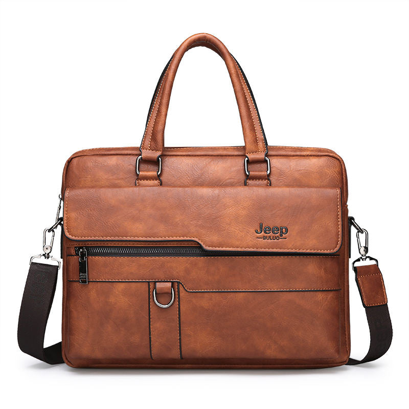 JEEP BULUO Brand Man Business Briefcase Bag Split Leather High Quality Men office Bags For 14 inch Laptop A4 File Causel Male - Snapitonline