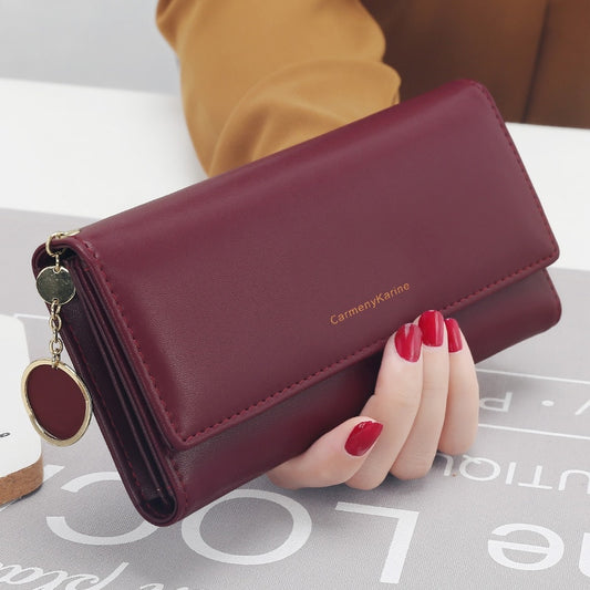 New Fashion Women Wallets Brand Letter Long Tri-fold Wallet Purse Fresh Leather Female Clutch Card Holder Cartera Mujer - Snapitonline