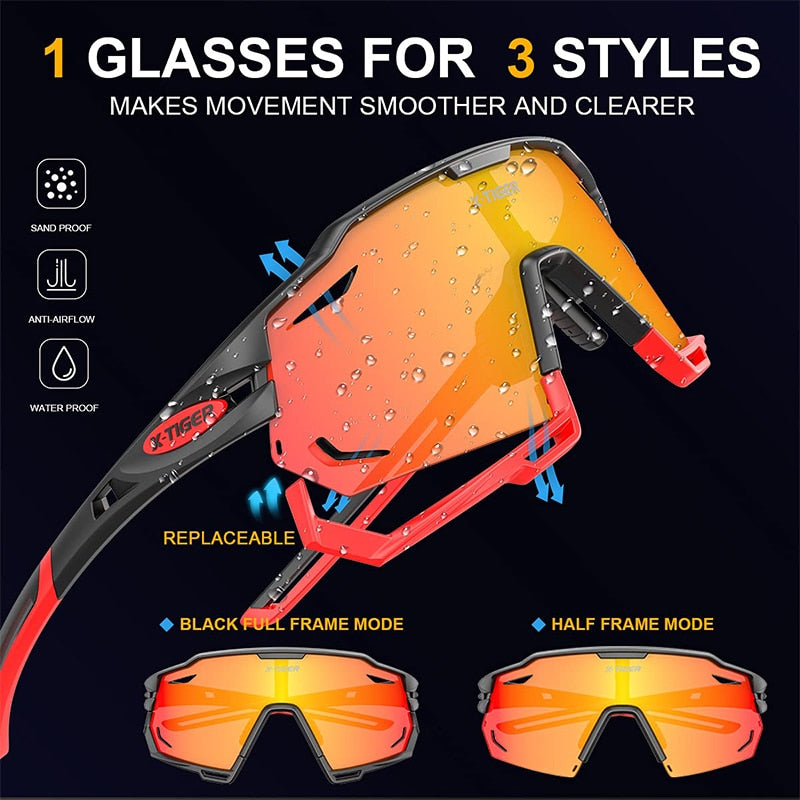 X-TIGER Cycling Glasses UV400 Photochromic Cycling Sunglasses Sports Polarized Mens Sunglasses MTB Racing Bike Glasses Eyewear