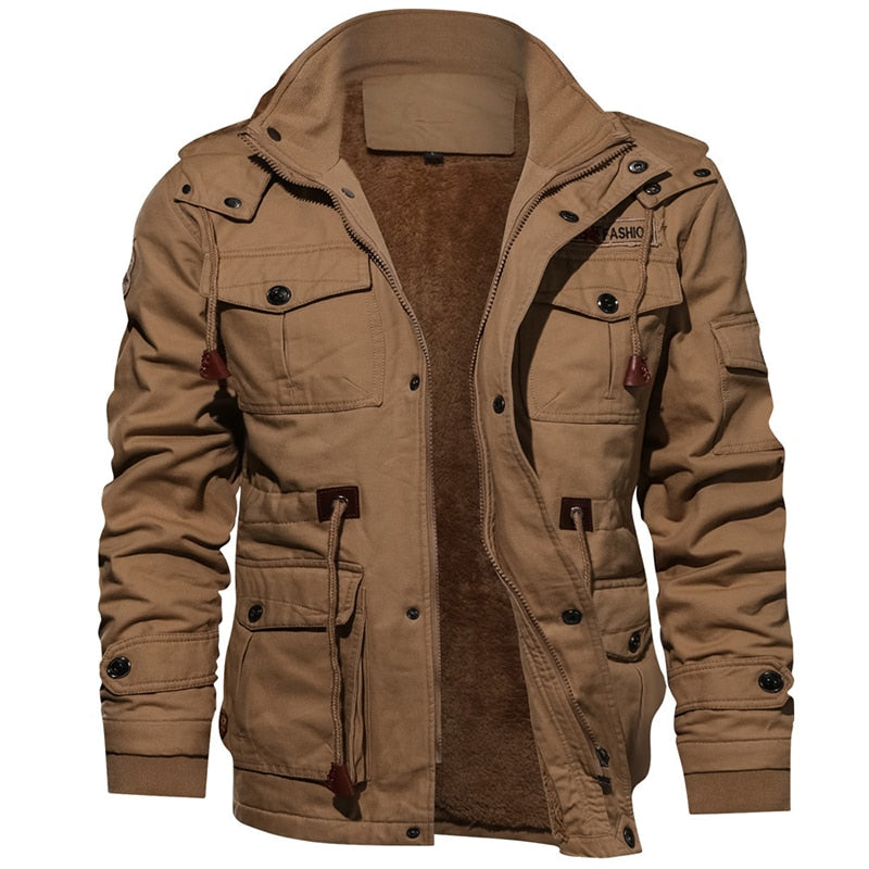 Mens Winter Fleece Inner Jacket Coats Thick Warm Casual Parkas Outwear Jackets Men jaquetas masculina inverno Hooded Overcoat - Snapitonline