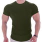 Solid Gym Fitness tshirt Men Casual Cotton Short sleeve T-shirt Bodybuilding Skinny Tee shirt Tops Male Summer Training Clothing - Snapitonline