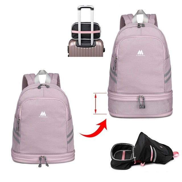 Women Pink Sport Gym Bag Waterproof Fitness Swimming Backpack Yoga Training Bag Shoe Compartment Travel Luggage Bag Sac De Sport - Snapitonline