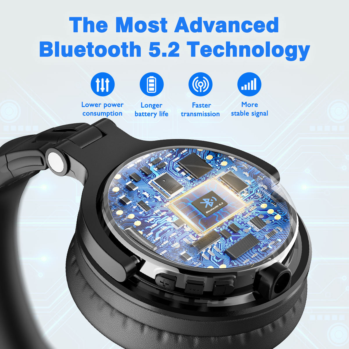 Oneodio Bluetooth Wireless Headphones With Microphone 90Hrs Foldable Over Ear Bluetooth 5.2 Headset For Mobile Phone PC Sports - Snapitonline