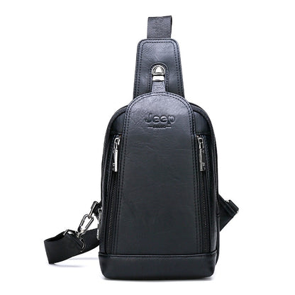 JEEP BULUO Brand Travel Hiking Messenger Shoulder Bags Men's Large Capacity Sling Crossbody Bag Solid Men Leather Bag - Snapitonline