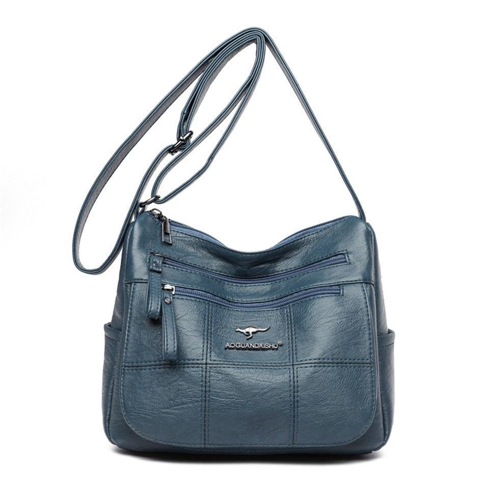 Many Pockets Shoulder Crossbody Bags for Women 2022 Brand Leather Ladies Designr Handbags Winter Style Messenger Bags Sac A Main - Snapitonline
