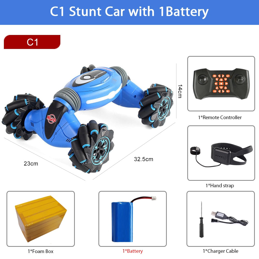 ZWN C1/ C1 MINI 4WD RC CAR Radio Gesture Induction 2.4G Toy Light Music Drift Dancing Twist Stunt Remote Control Car for Kids - Snapitonline