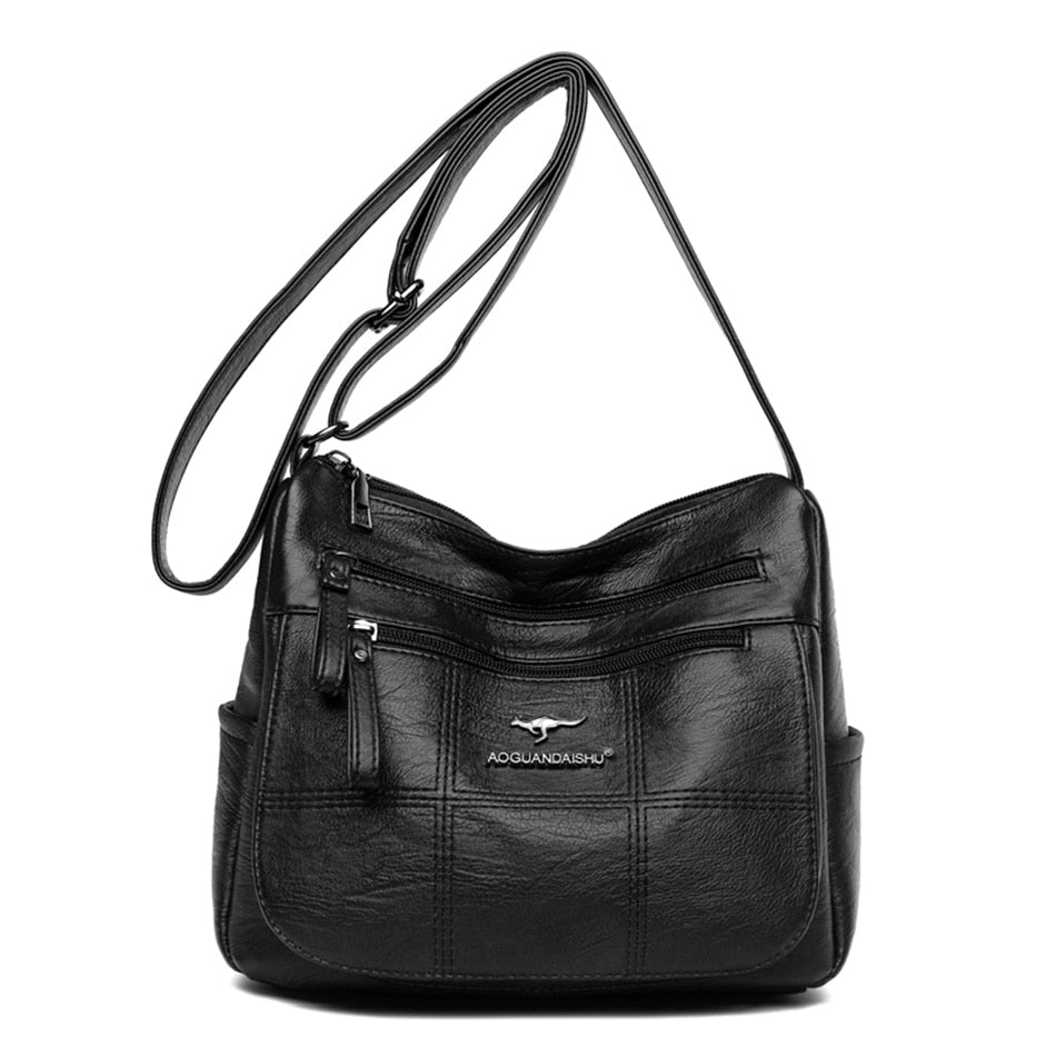 Many Pockets Shoulder Crossbody Bags for Women 2022 Brand Leather Ladies Designr Handbags Winter Style Messenger Bags Sac A Main - Snapitonline