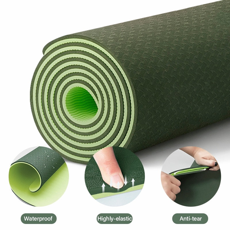 TPE Yoga Double Layer Non-Slip Mat Yoga Exercise Pad with Position Line For Fitness Gymnastics and Pilates - Snapitonline