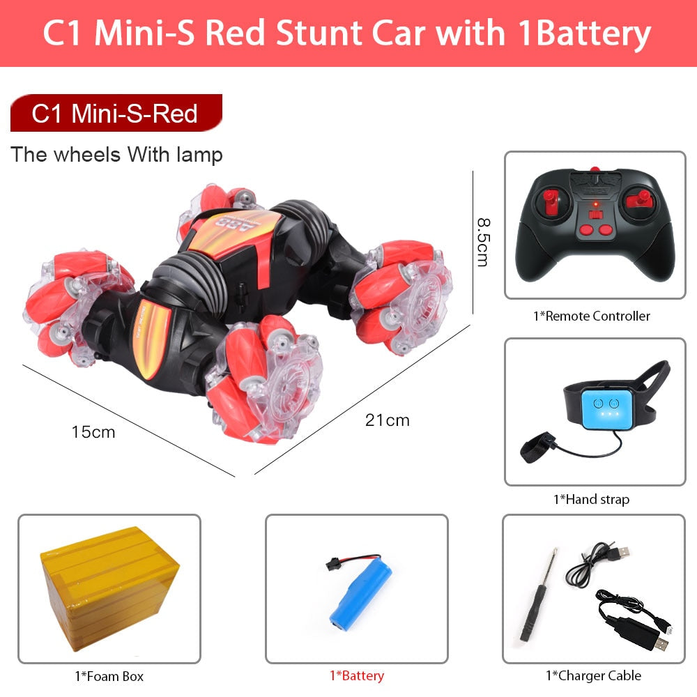 ZWN C1/ C1 MINI 4WD RC CAR Radio Gesture Induction 2.4G Toy Light Music Drift Dancing Twist Stunt Remote Control Car for Kids - Snapitonline